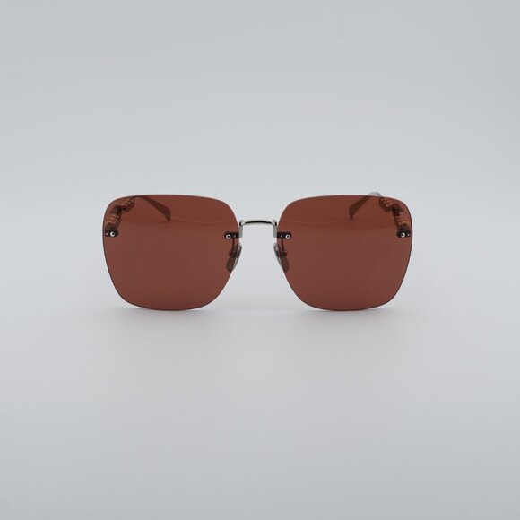 Gucci GG1923SA 002 Sunglasses Silver with Pearl Square Frame, Brown Lenses main image 9